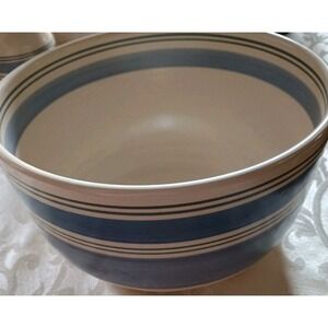 Pfaltzgraff Rio 9" Large Serving Mixing Bowl Stripe Blue & White